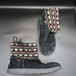 UGG Black and Red Knit Cuff Women's Boots